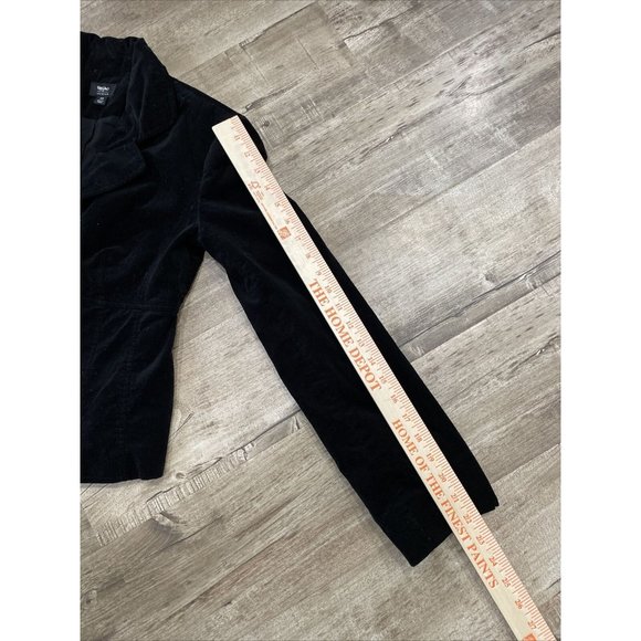 Mossimo Black Velvet 4 Round Button Front Fitted Blazer Jacket Size XS - Picture 6 of 10